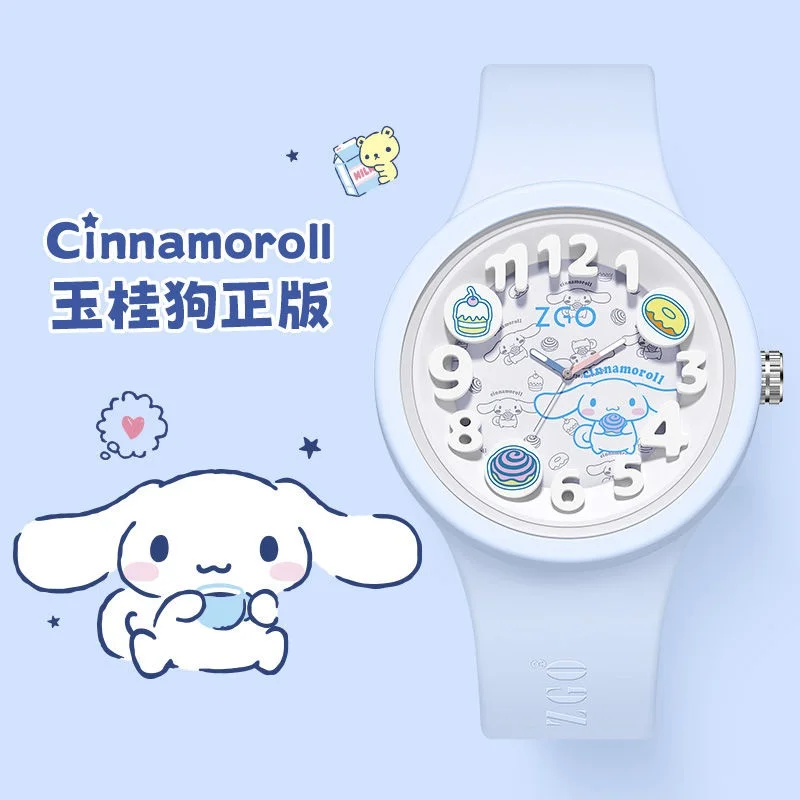 

Sanrio новые универсальные часы с указателем Cinnamoroll для девочек, высокий внешний вид, водонепроницаемые светящиеся часы с героями мультфильмов для детей, студентов, подарок на день рождения