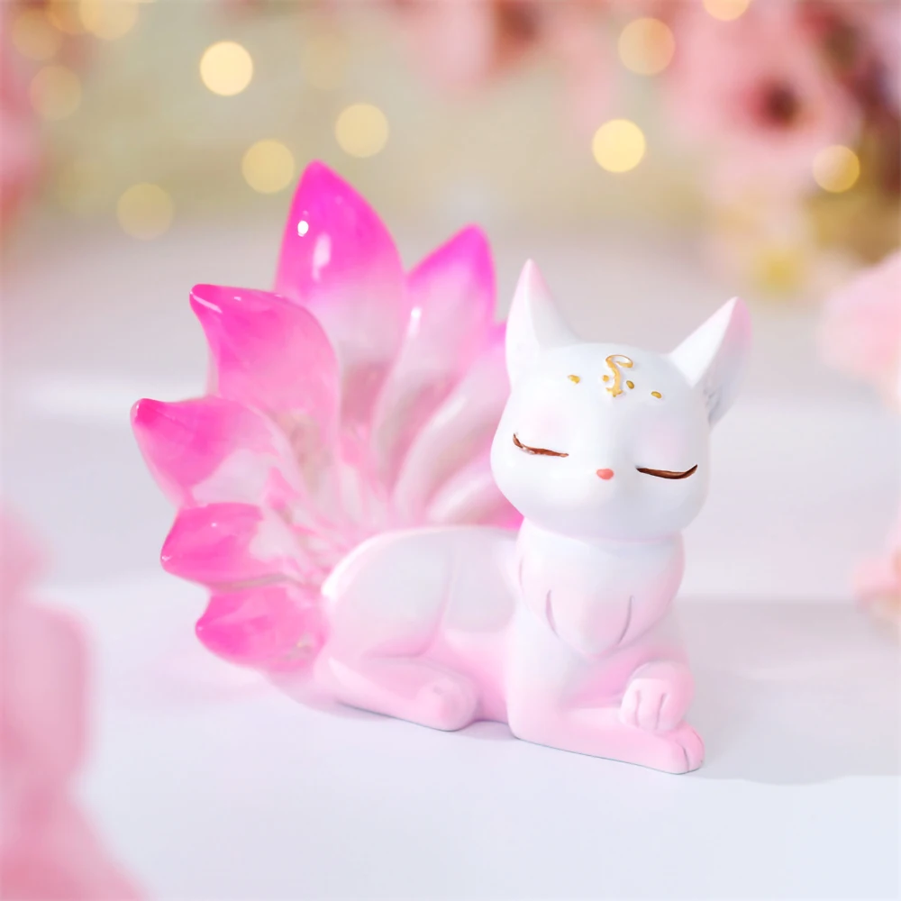 じゃれねこ『2月☆27 九尾狐×ピンク』 新しい九尾のキツネフィギュアブラインドボックスかわいいデスクトップ