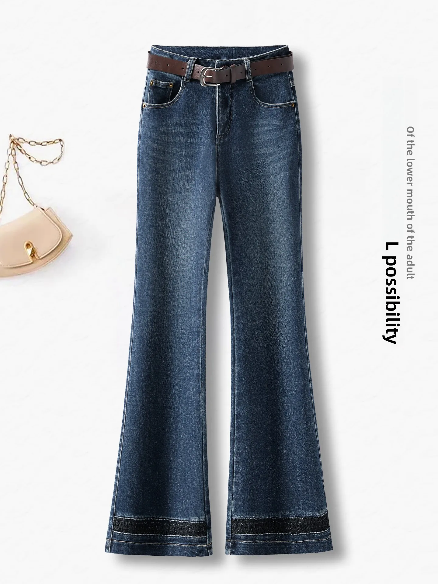 

Женские джинсы-клеш в стиле ретро, весна-осень, с высокой талией, облегающие, с вышивкой, эластичные, расклешенные, из комфортного хлопкового смесового материала