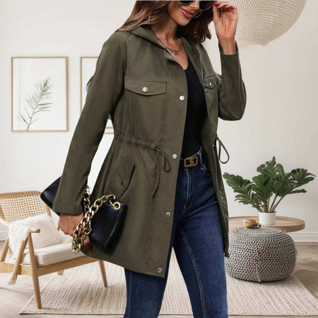 

Women's Casual Solid Windproof Zipper Jacket Fashion Loose Long Sleeves Mid-length Coat 2025 Autumn Winter Buttoned Pockets Y2k