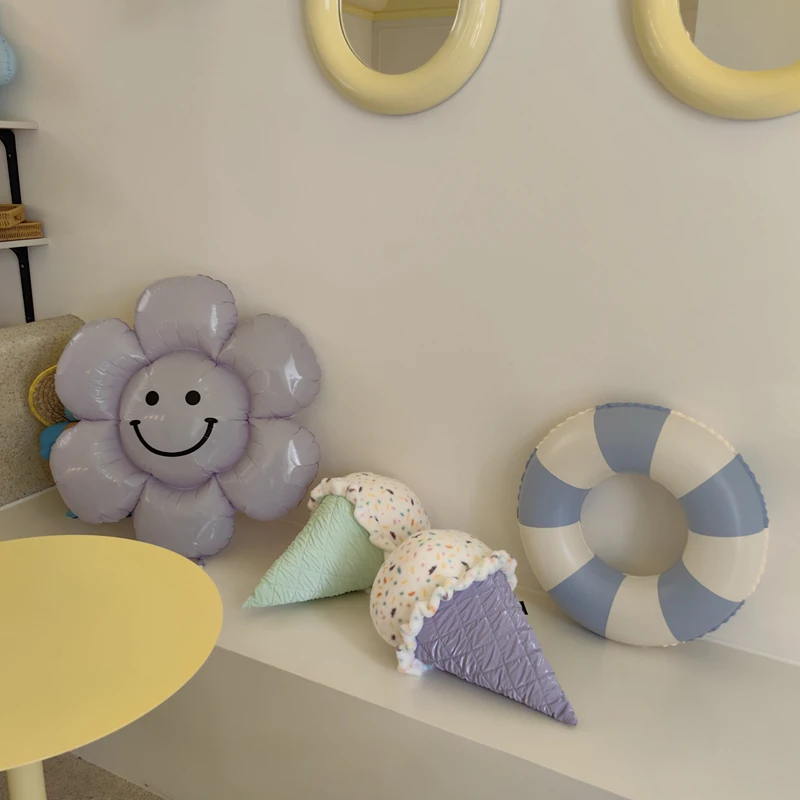 Juguete de peluche de cono de helado de verano, muñeca Kawaii para decoración de habitación, regalo de cumpleaños para niños y niñas