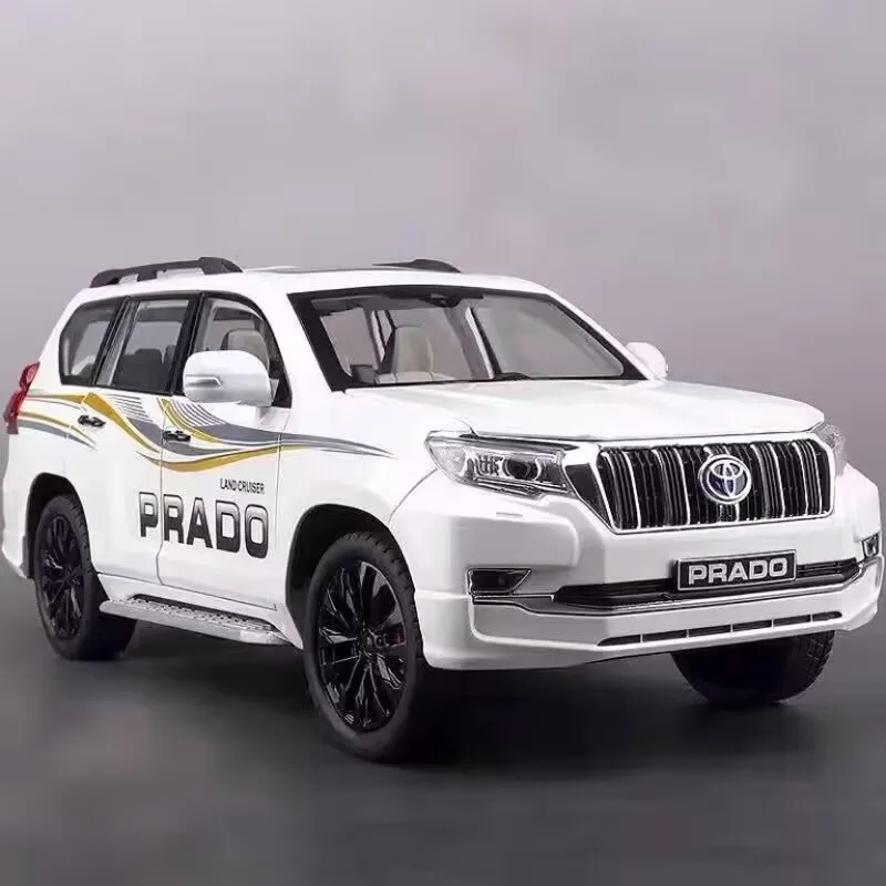 1/18 Toyota Prado Land Cruiser SUV Alloy Car Model Diecasts Metal Off-road Vehicles Car Model Sound and Light Childrens Toy Gift