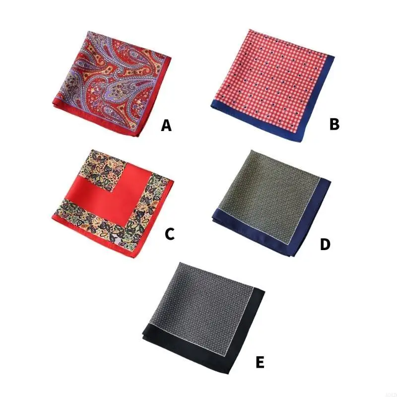A0KD Gentleman's Handkerchief Wedding Pocket Square Colourful Print Square Headscarf for Business Or Weddings