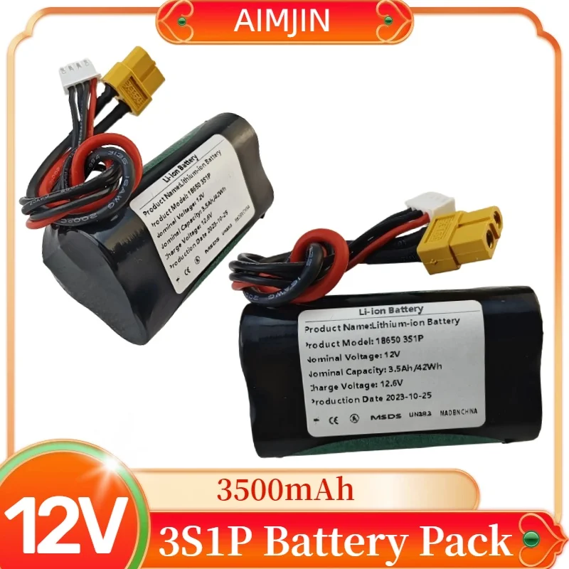 

for Various RC Airplane Drone Quadrotor XH2.54-4P XT60 3S1P 12V 3.5Ah 12.6V High Capacity UAV Rechargeable Li-ion Battery