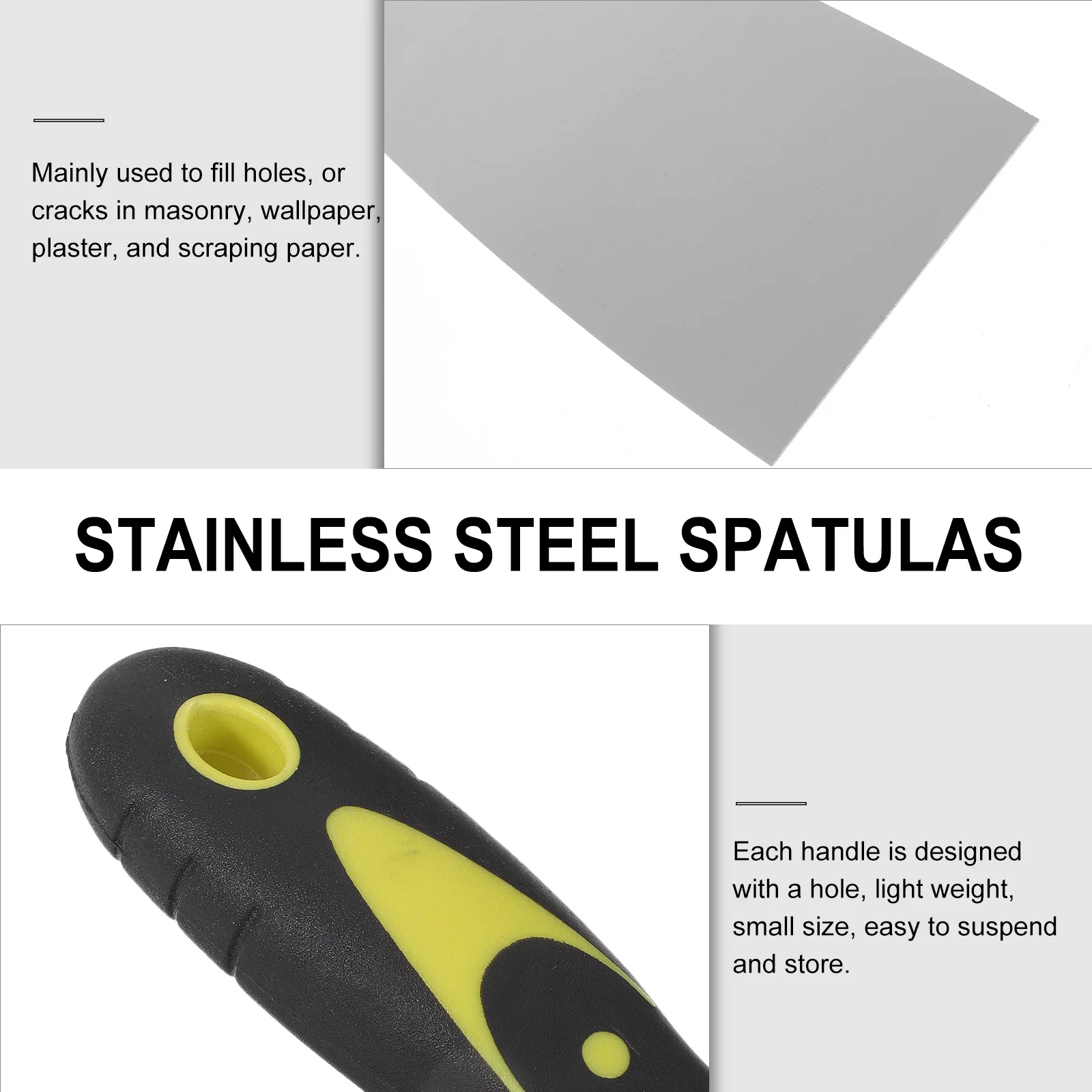 

4Pcs Dual Color Handle Putty Knife Stainless Steel Scraper Multifunctional Wall Repair Tool Metal Scraper Drywall Spatulas