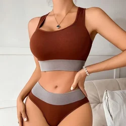 Women Seamless Bra Set Sexy Panties Mid Waist Comfortable Sports Underwear Set Tank Tops Lingerie Female Wire Free Brassiere