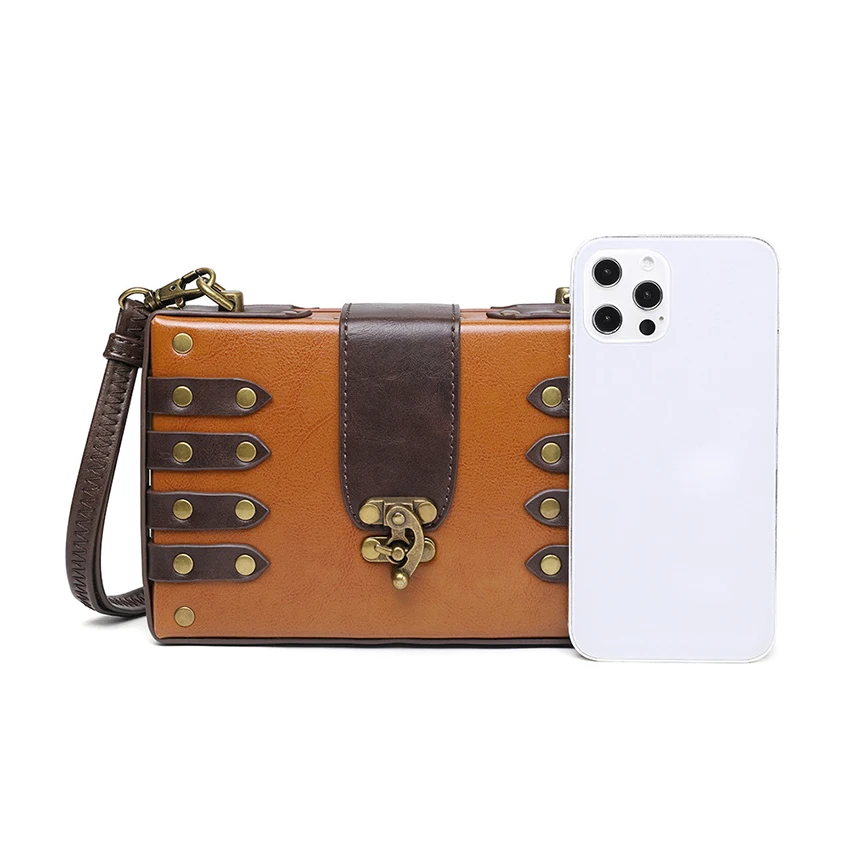 Retro Gothic Ita Bag Women\'s Inclined Cute Shoulder Anime Mini Lolita Wallet Purse Steampunk Briefcase Bag PU Leather Handbags