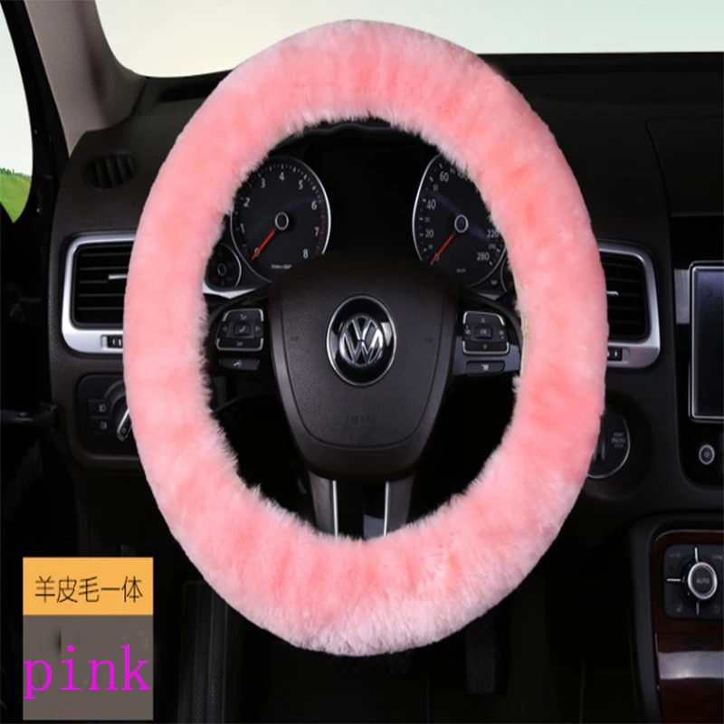 Soft Australian Sheepskin Car Steering Wheel Cover Vehicle Braid On The Steering Wheel Protector Unviersal