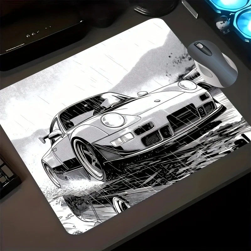 

Резиновый коврик для мыши с гоночным автомобилем от дождя, нескользящий игровой коврик, коврик для компьютерного офисного стола, аксессуар для игрового стола, резиновый гоночный автомобиль