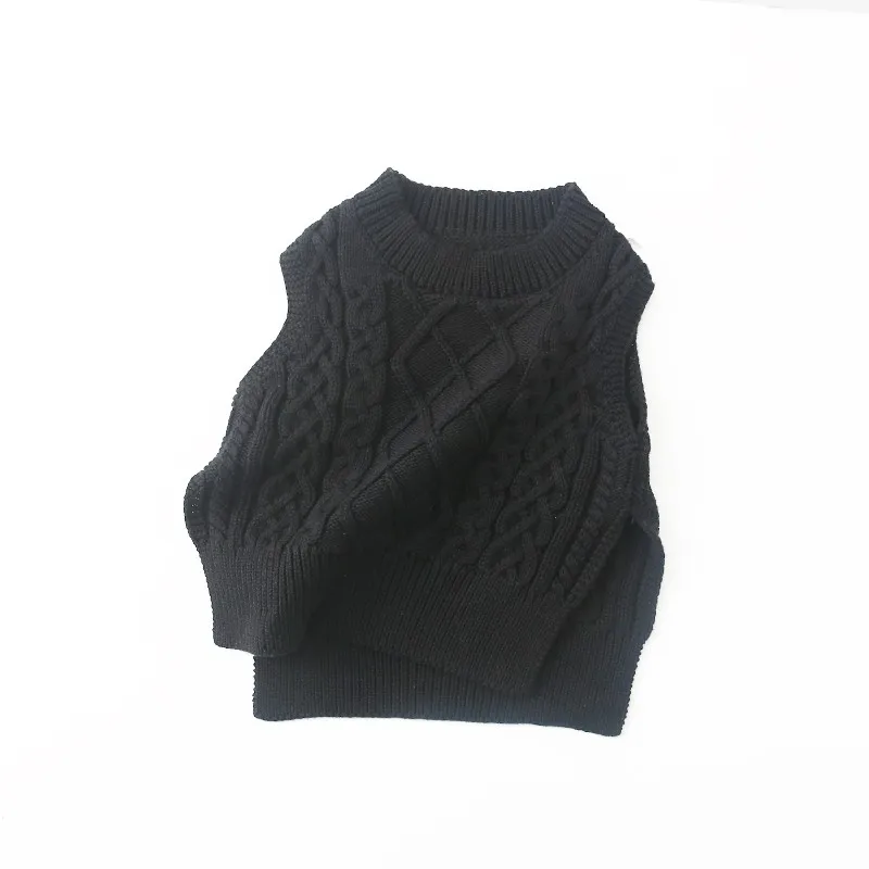 2024 Spring Autumn New Baby Boy Diamond Vest Sweater Fashion Infant Girl Cotton Knitted Sleeveless Tops Toddler Solid Clothes