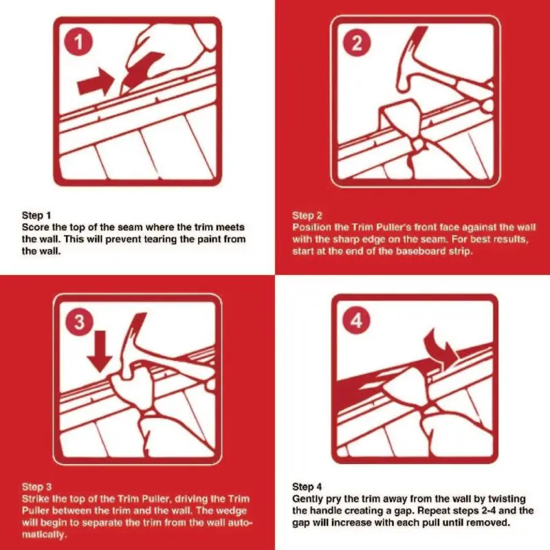 Estrattore per finiture Estrattore per stampaggio Multiutensile per lavori commerciali Stampaggio per battiscopa Rivestimento per pavimenti Rimozione unghie Rimozione