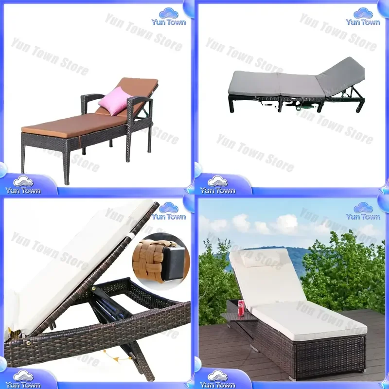 Wicker Outdoor Lounge Chair Set with Cup Holders for Patio Deck Garden Balcony Modern Rattan Armchair for Adults Comfortable