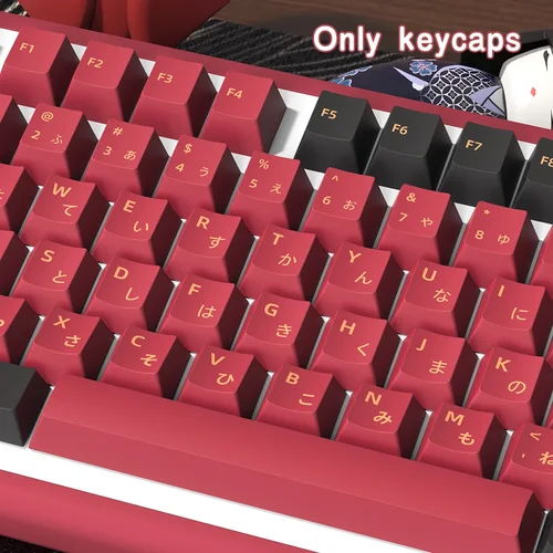 Imagen 2 del producto Teclas PBT samurái rojas, perfil de cereza, diseño ISO para teclado mecánico personalizado, japonés, coreano, alemán, español y francés