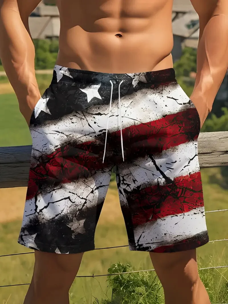 미국 국기 그래픽 남성 보드 반바지, 3D 인쇄 짧은 바지, 캐주얼 하와이 수영 해변 트렁크, MAGA 여름 남성 어린이 의류