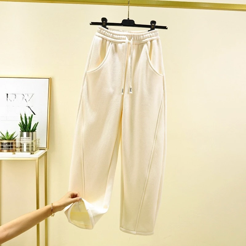 Primavera Autunno Novità nella moda Pantaloni a gamba larga in tinta unita da donna Pantaloni a gamba dritta per il tempo libero sportivi larghi a vita alta