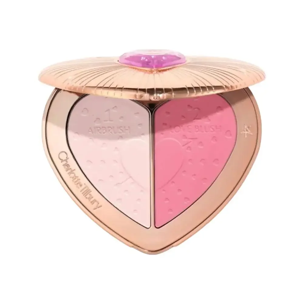 Charlotte Tilbury Shimmer Makeup Luchtkussen Lichtgewicht Vocht Oliecontrole Tweekleurige hartvormige poederblusher Uniek ontwerp