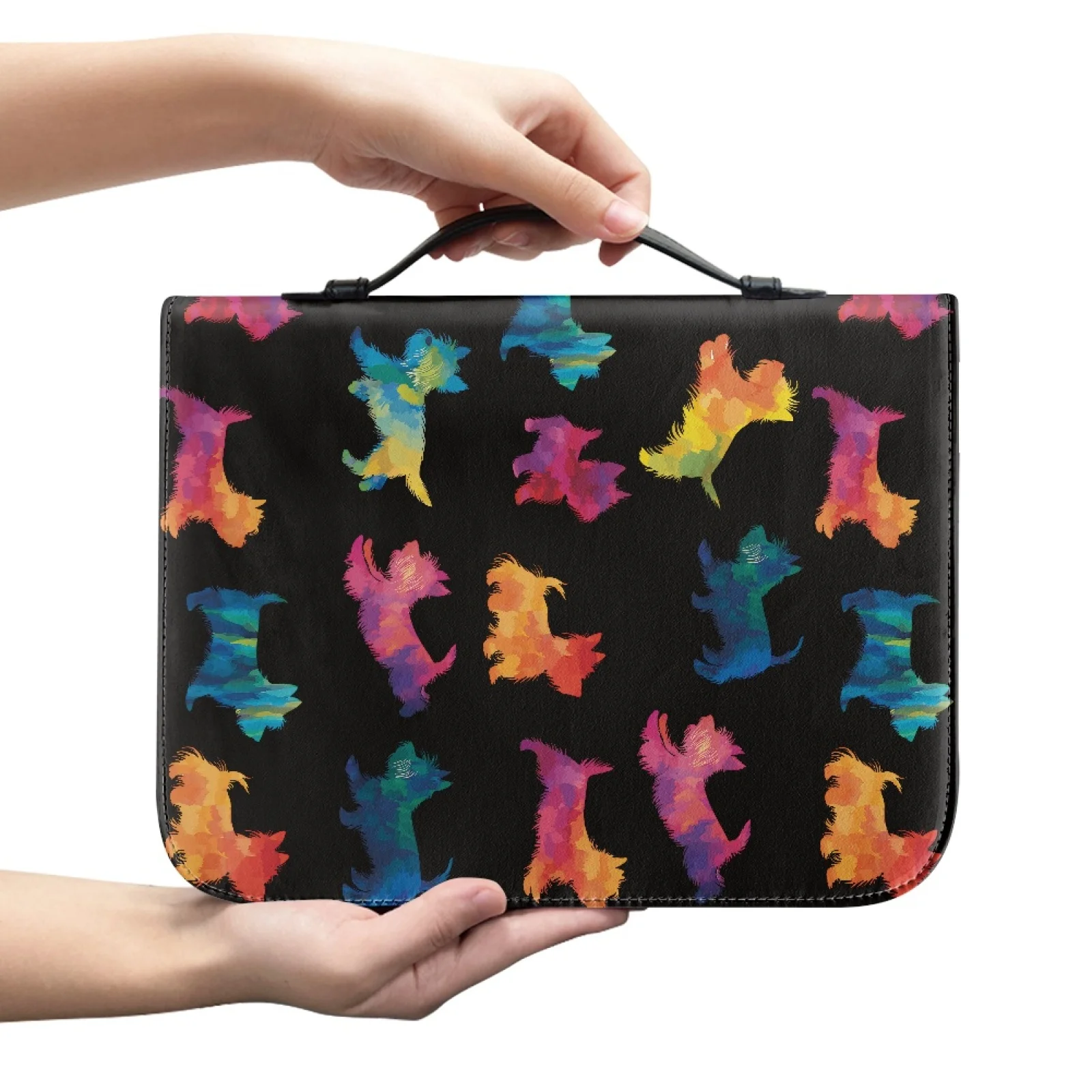 PENSTROLL Bible Carrying Case Top Handle Bible Cover for Outdoor Men Rainbow Dog Print 2026 Collection