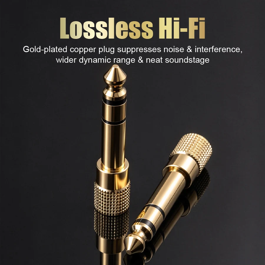 6.35mm 1/4 Inch Male to 3.5mm Female Audio Adapter 24K Gold Plated HiFi Stereo Jack Converter for Guitar Amplifier Headphone