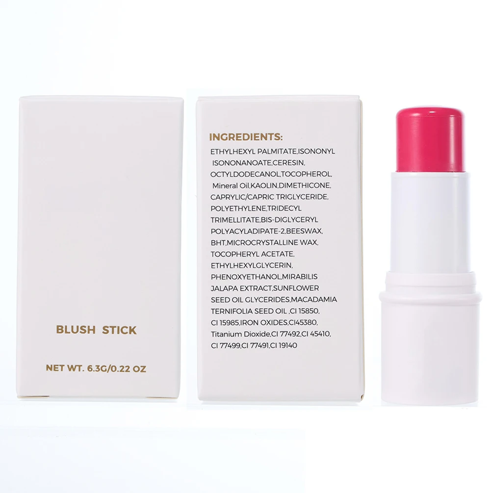 11color Private Label 6.3g Blush Stick Custom Logo Pink Tube Single-color Blusher Multifunctional Cheek Rouge Waterproof Makeup