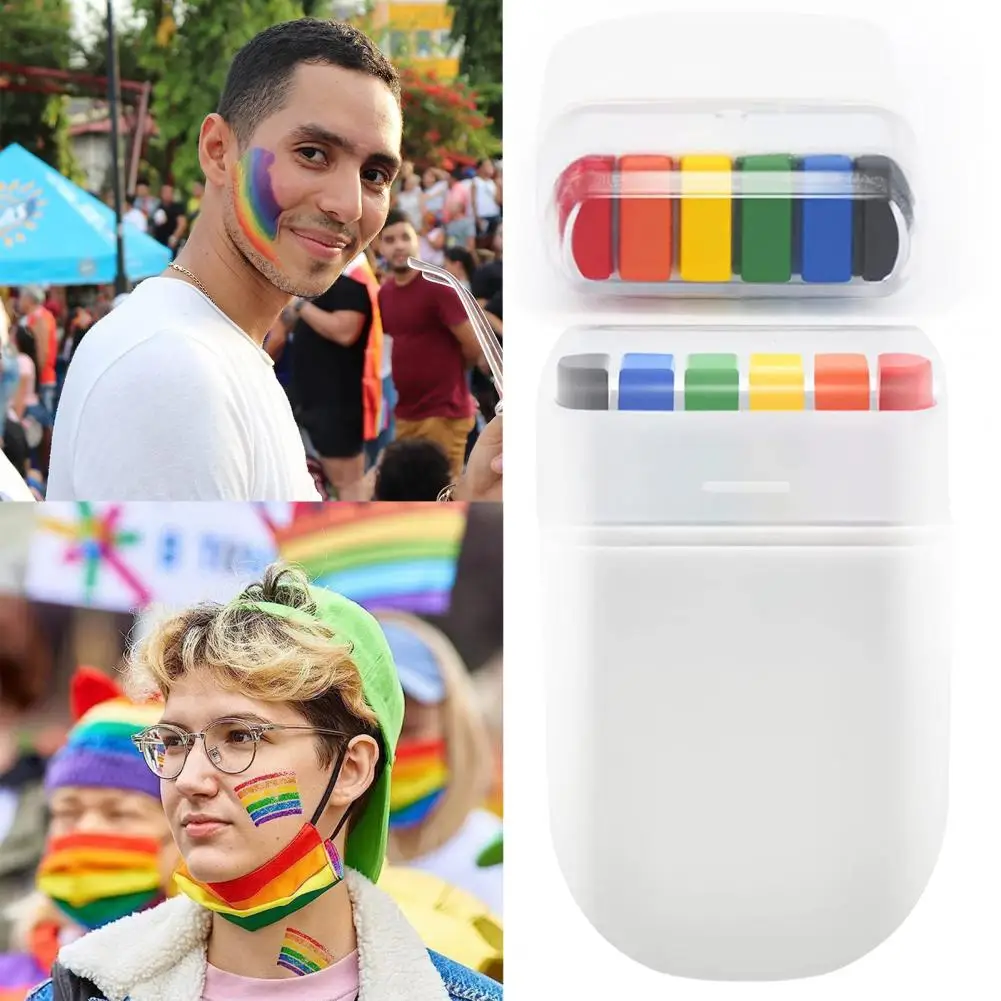 3/5Pcs 6 Colors Rainbow Face Paint PrideMonth Celebration Face Paint Stick Party Festival Cosplay Makeup Body Art Face Paint