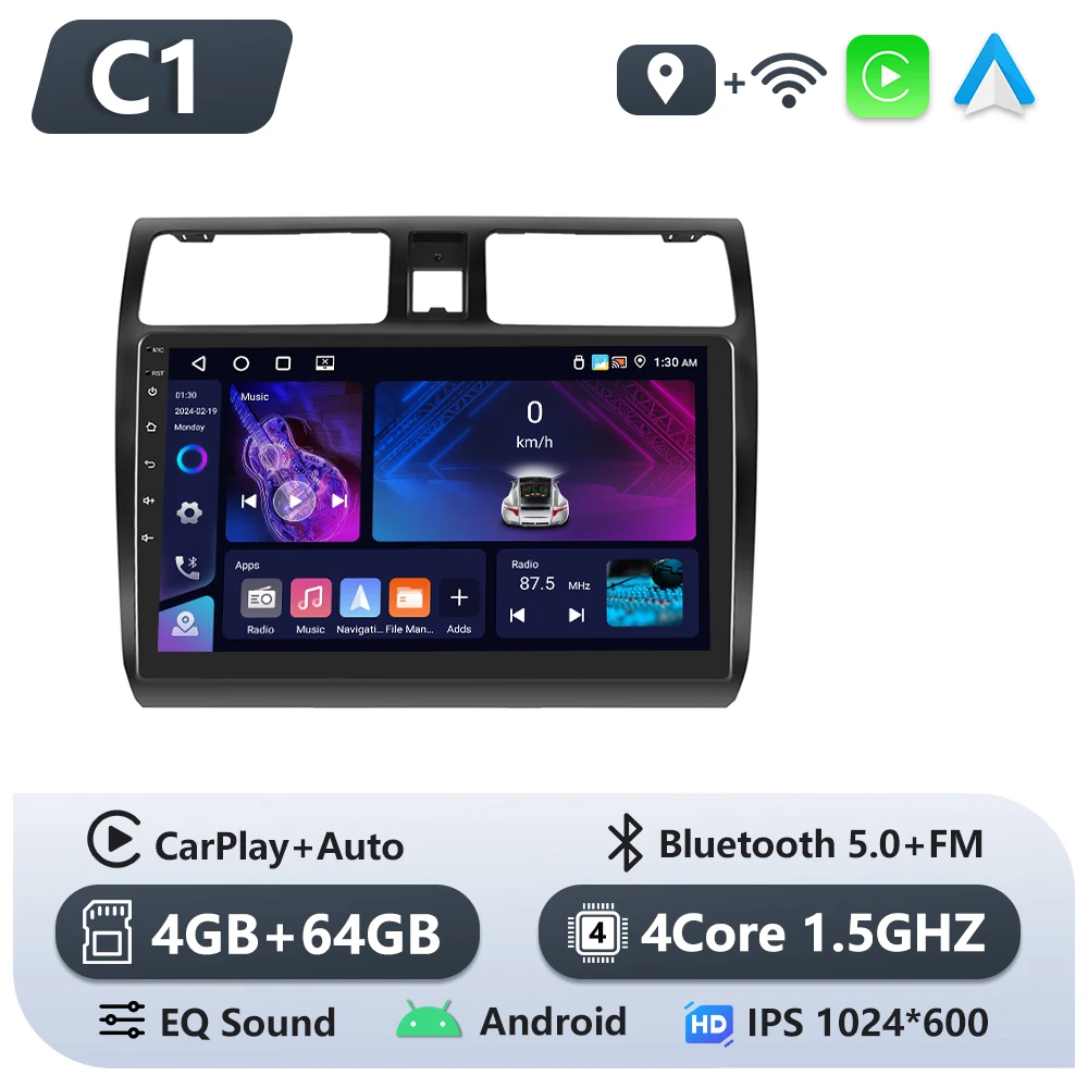 Podofo 6 + 128G CarPlay Android Auto 2 Din Autoradio voor Suzuki Swift 2005-2010 Multimedia Video speler GPS Stereo WIFI Head Unit