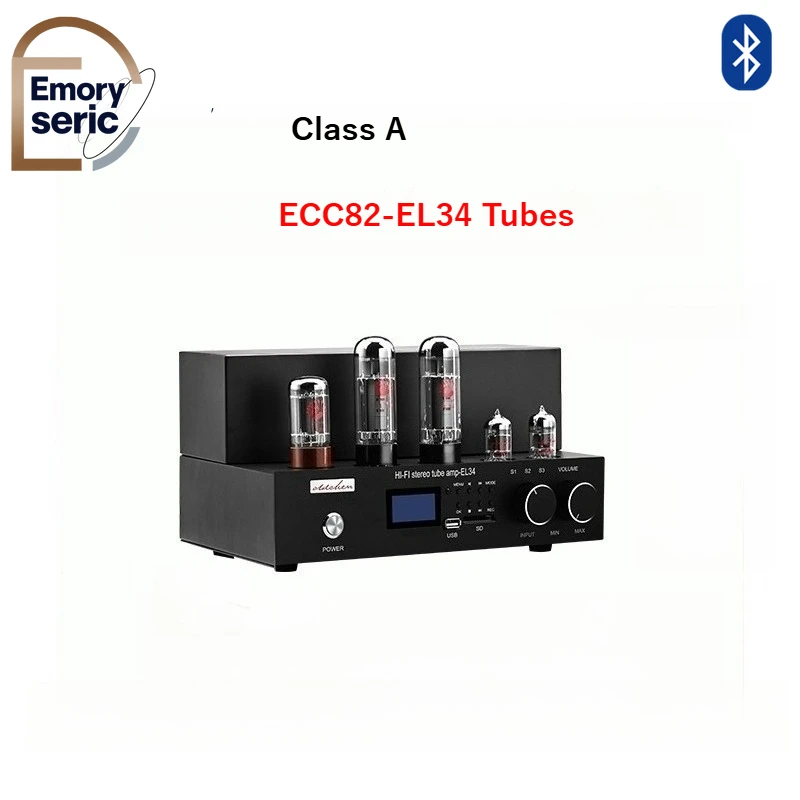 

Oldchen Class A EL34 Tube Amplifier ECC82 Single-ended HiFi Amp with Bluetooth 5.0 USB Lossless Player Infrared Remote Control