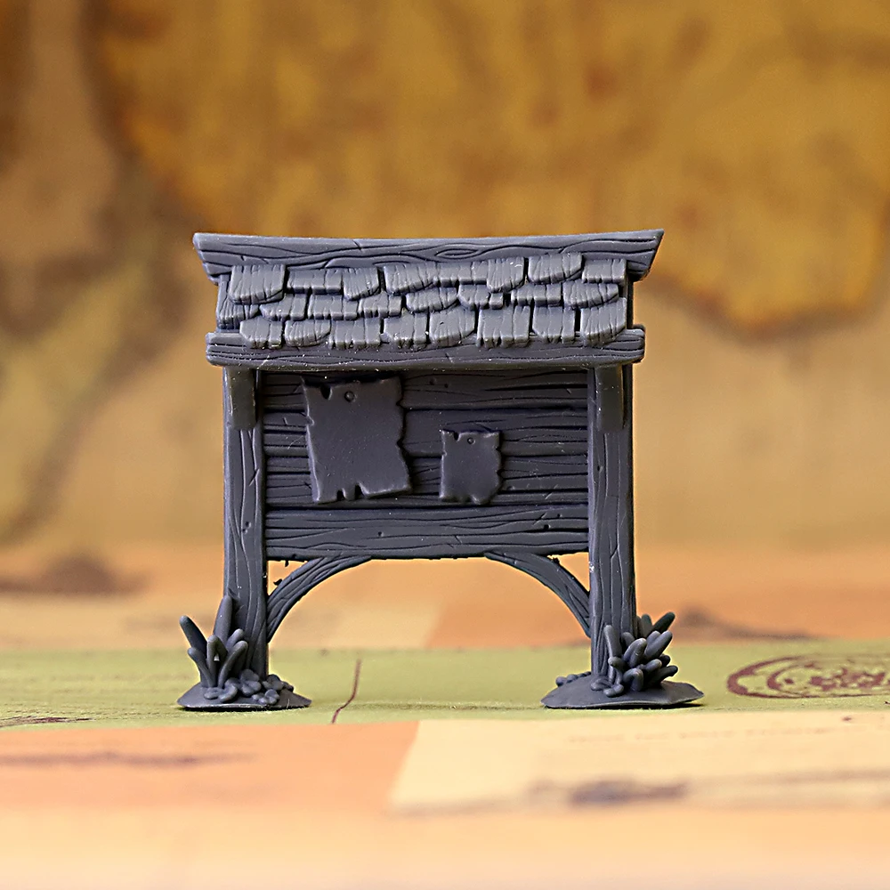 Miniature Notice Board Terrain, DND Tabletop RPG Wargame Scenery Unpainted Resin Village Bulletin Board Terrain