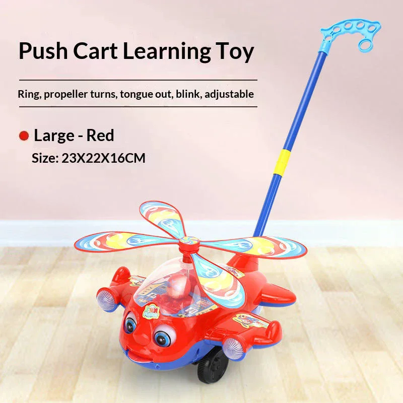 Airplane Baby Push Walker Toy Hand Push Learning Walking Toy With Rotating Propeller For Toddler Balance Training Indoor Play view 2