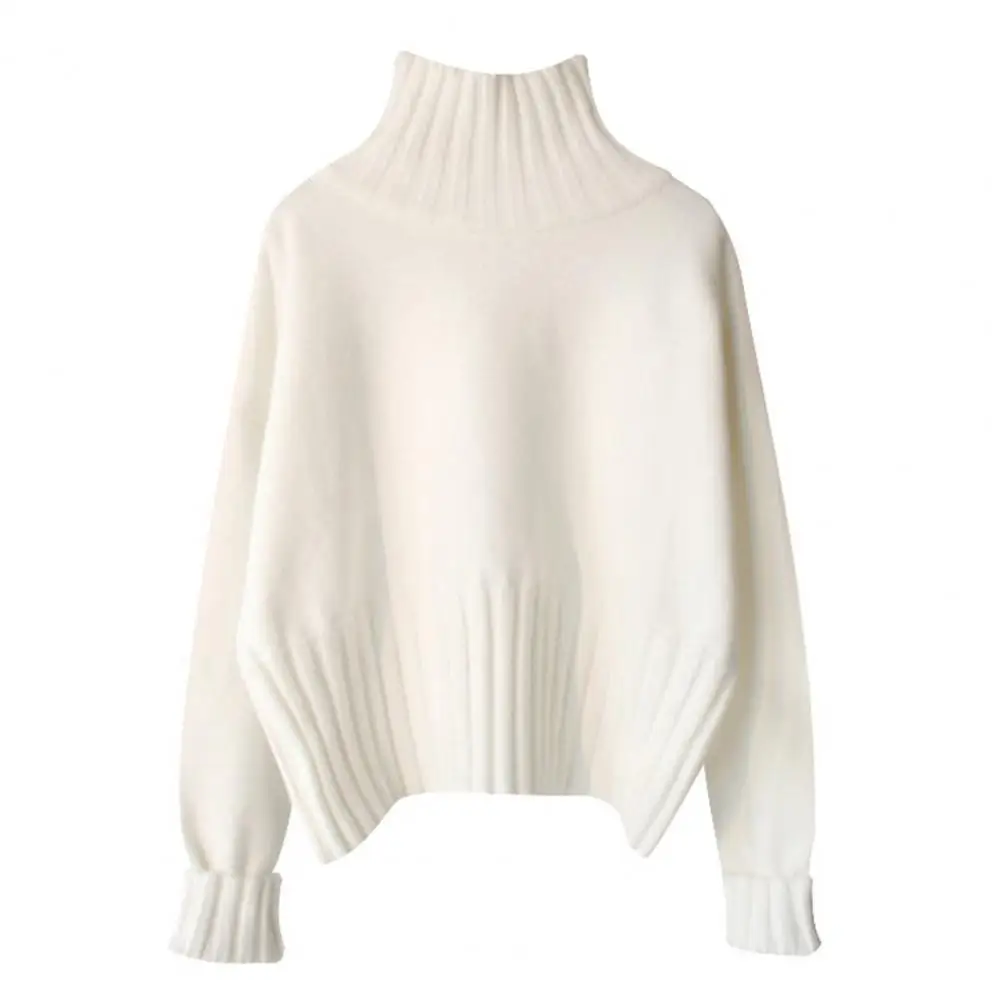 Women Sweater High Elasticity Pullover Solid Color Turtleneck Knitting Keep Warm Soft Thicken Lady Winter Sweater for Daily Wear