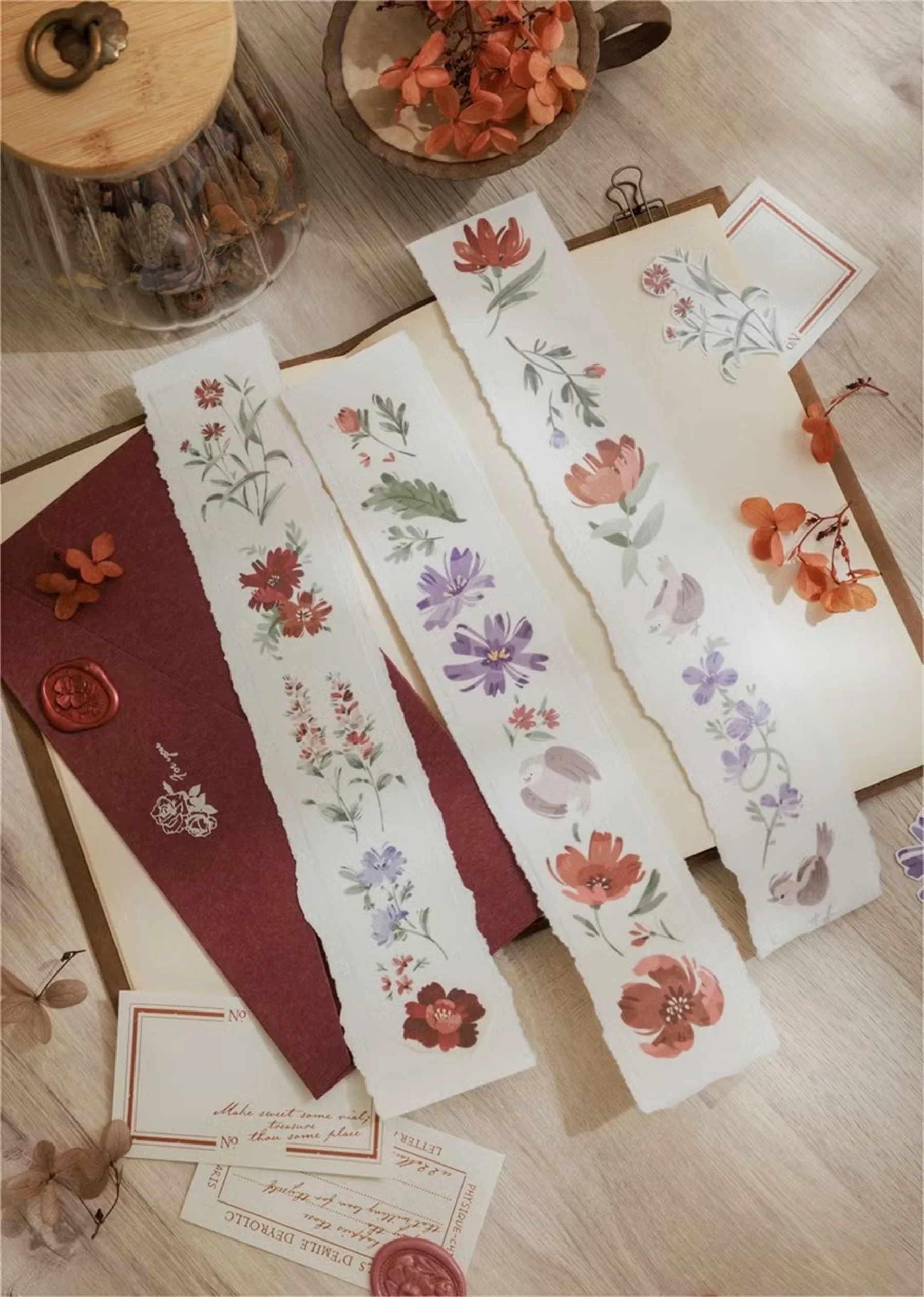 

Wwiinngg Studio Vintage Red Flower Bird Washi Tape Planner DIY Card Making Scrapbooking Plan Decorative Sticker