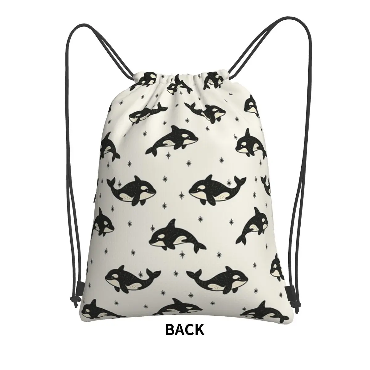 Killer Whale Orca Pattern Backpacks Fashion Drawstring Bags Sports Bag Book Bags for Travel Students