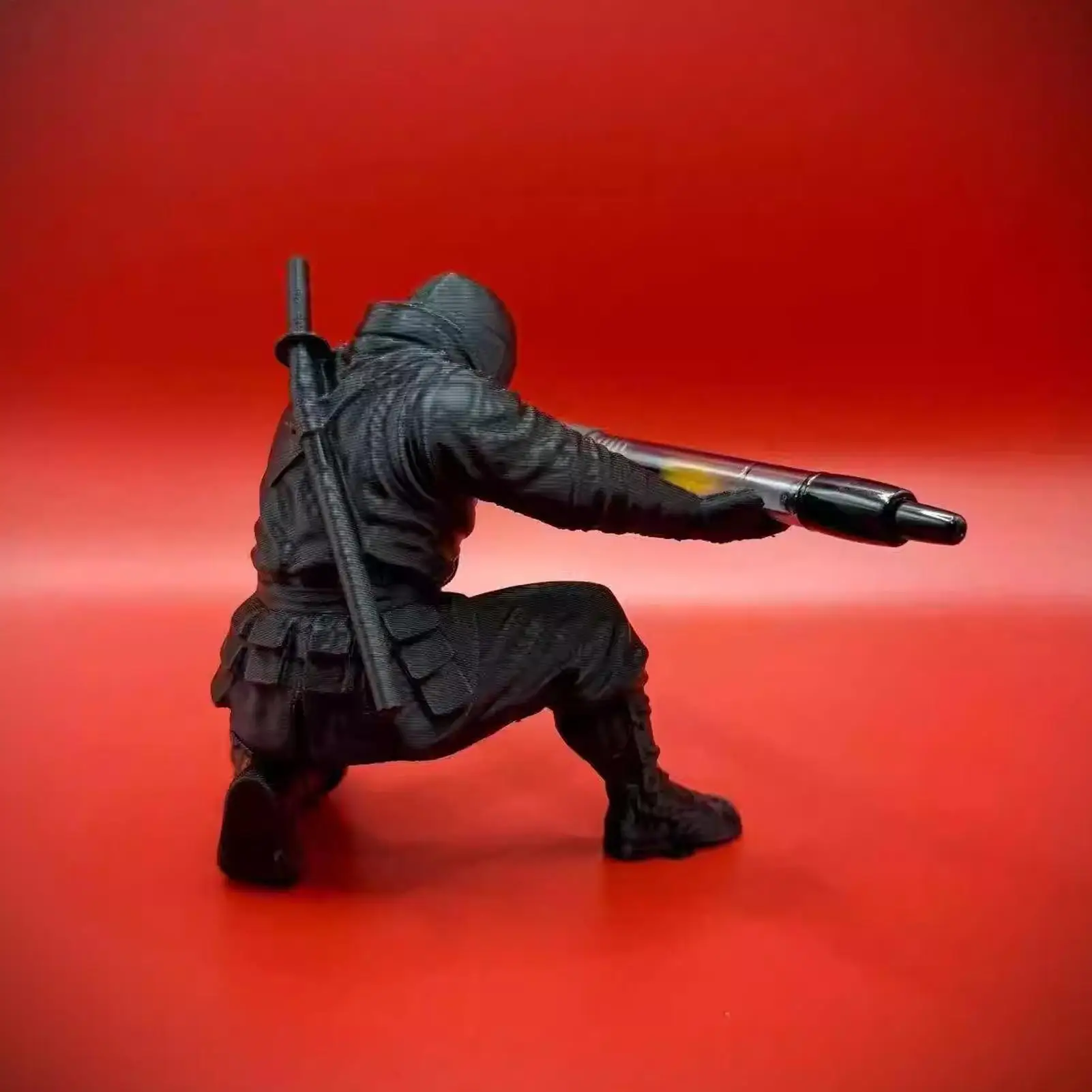 Ninja style Figure 3D Printed Pen Holder, Creative Desk Organizer Statue, Funny Stationery Pencil Stand for Office Home School - view 2