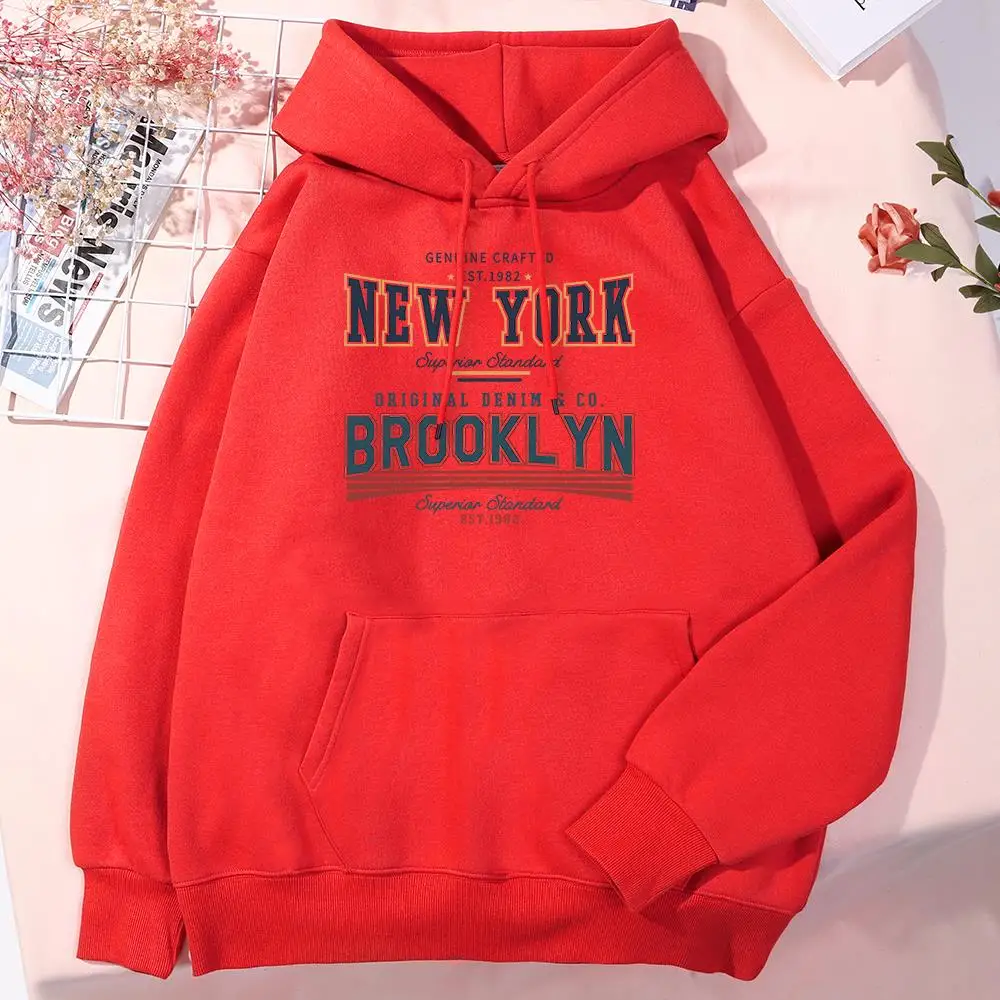 Est.1982 New York Street Letter Personality Pattern Men'S Hoodie Brand Fleece Hooded Fleece Fashion Tops Harajuku Casual Hoodies