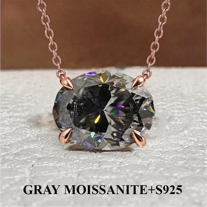 

Gray moissanite 925 silvery egg shape 1.0-3.0CT Vintage Elegant Pendant Necklace for Teenager, Luxury Fashion Suitable