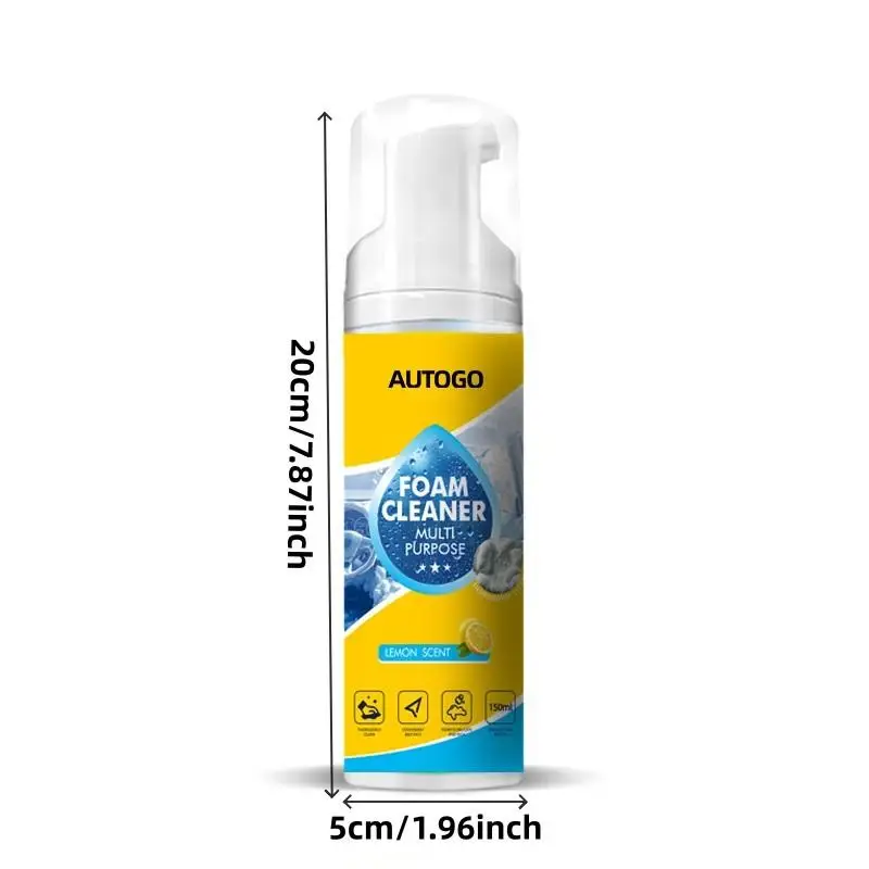 150ML Multipurpose Car Interior Foam Cleaner, Stain Grease Remover for Car Upholstery, Carpet & Vehicle Interior