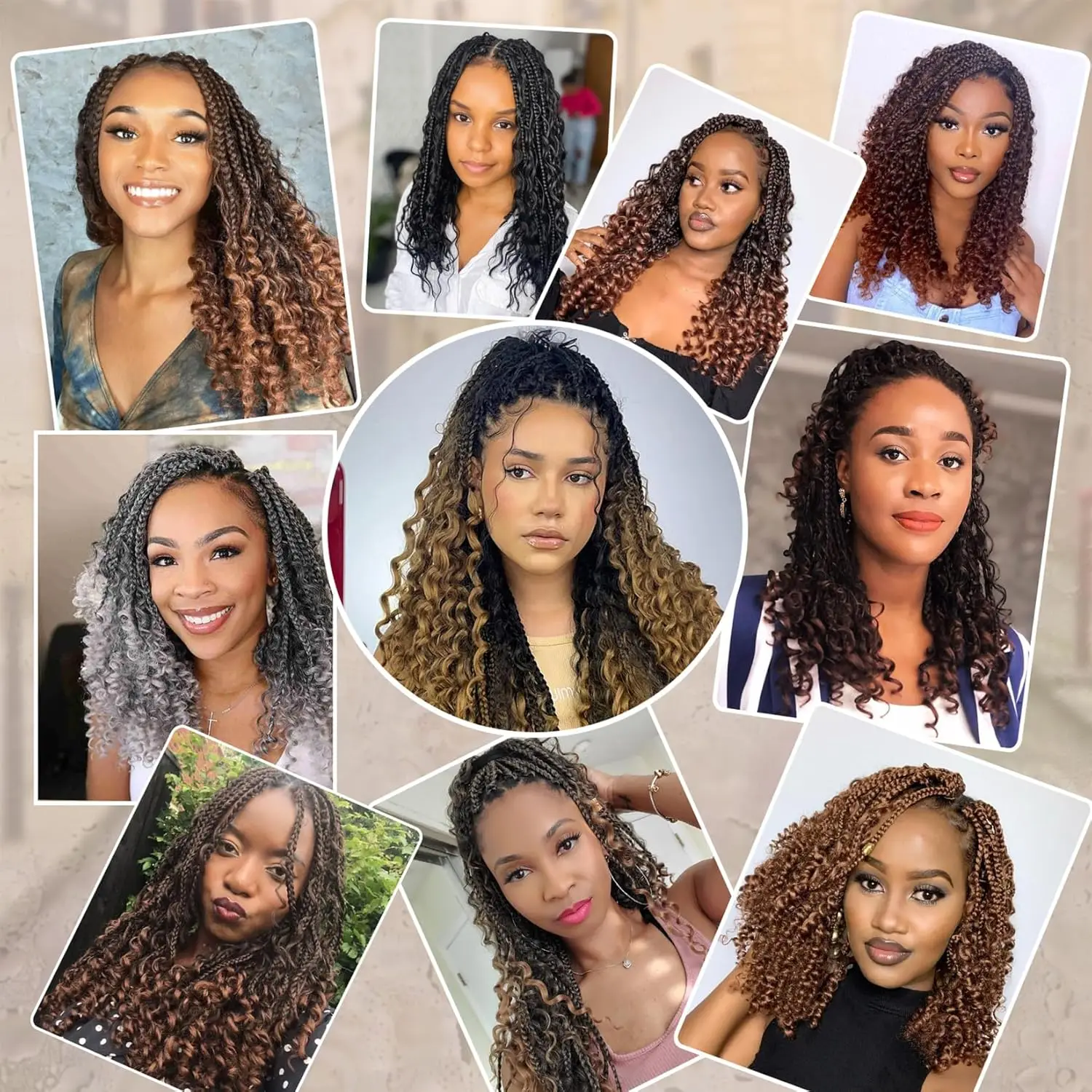 Goddess Box Braids gehaakt haar 8 inch pre-lus Boho gehaakte vlechten met gekrulde uiteinden, 8-packs synthetisch gehaakt haar voor dames
