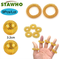 9Pcs/Set Hand Magnetic Therapy Spiky Hand Massage Ball Pressure Relief Trigger Point,Wrist Massage Rings Finger Massage Ring