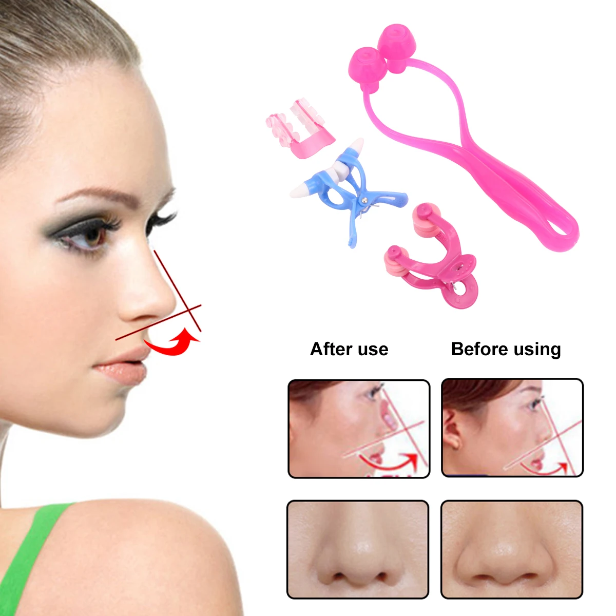 

4pcs Nose Clips Nasal Splints Rhinoplasty Nasal Bridge Corrector Lifter Tool For Hump Nose Flat Droopy Bridge Face Beauty Shaper