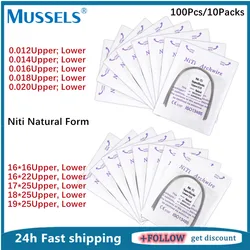 100PC=10Pack Orthodontic Nitinol Arches Wire Dental Super Elastic Niti Archwires Natural Form Round Rectangular Dentist Material