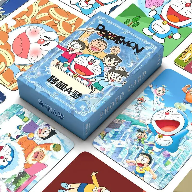 

50pcs Doraemon Anime Peripherals Cartoon Fillet Laser Small Card Postcard Creative Design Collection Children Birthday Gifts
