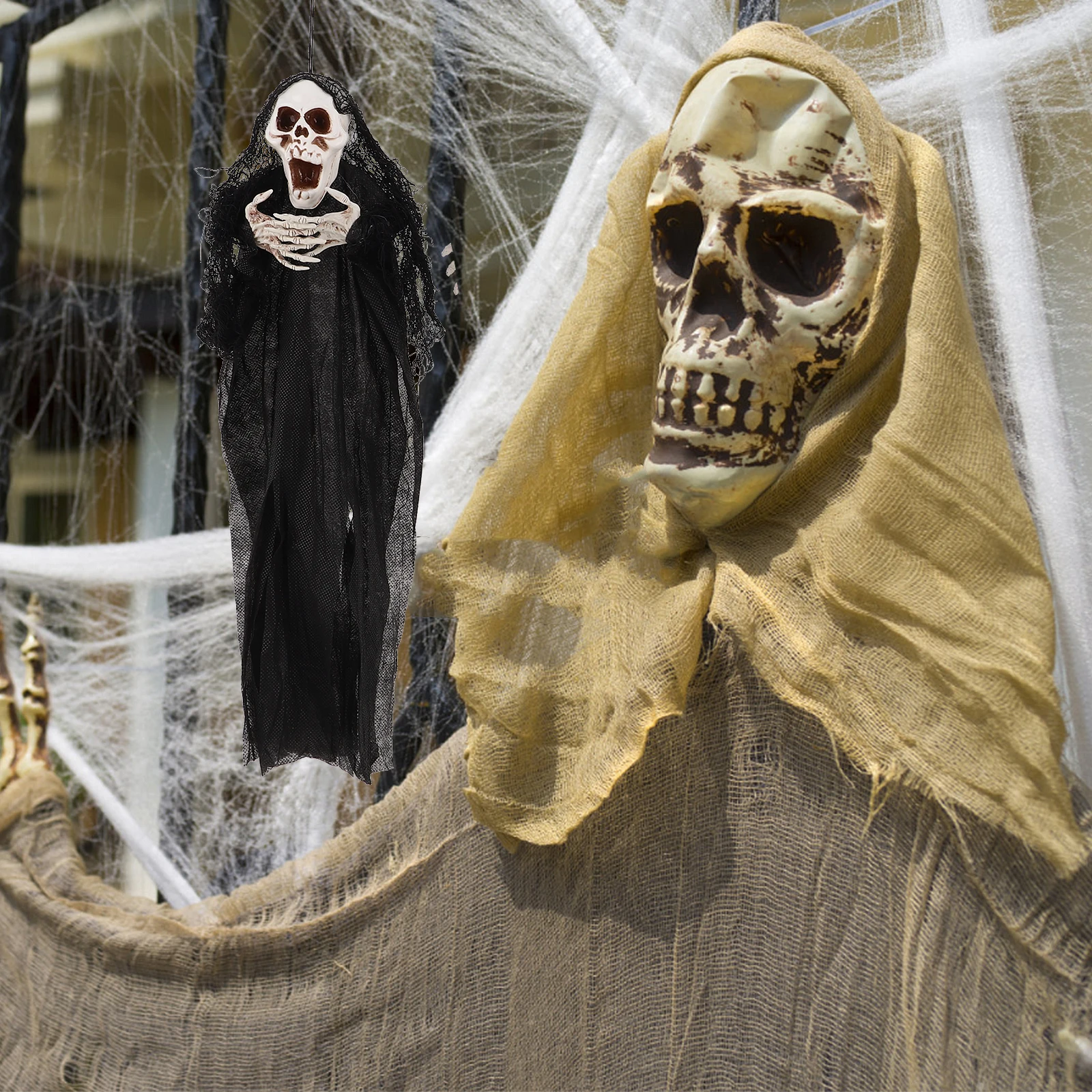 

2 Pcs Halloween Decoration Ghost Props Decorations Outdoor Hanging Ornaments Escape Room Creepy Cloth Party outside
