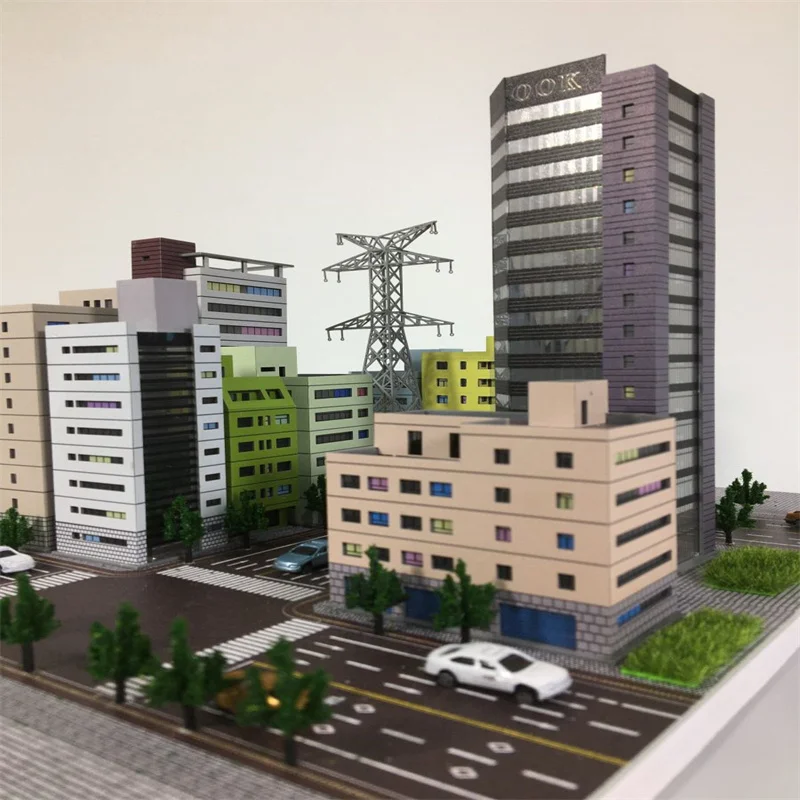 1:300 Scene City Building Sandtischmodell, zusammengebautes Diorama-Layout aus Kunststoff – Detail 7