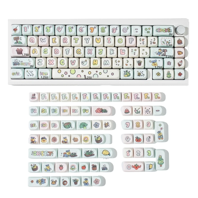 

Fruit Duck Keycaps 134Pcs Dye Sublimated For 60/64/84/98/10 Mechanical Keyboard Drop shipping