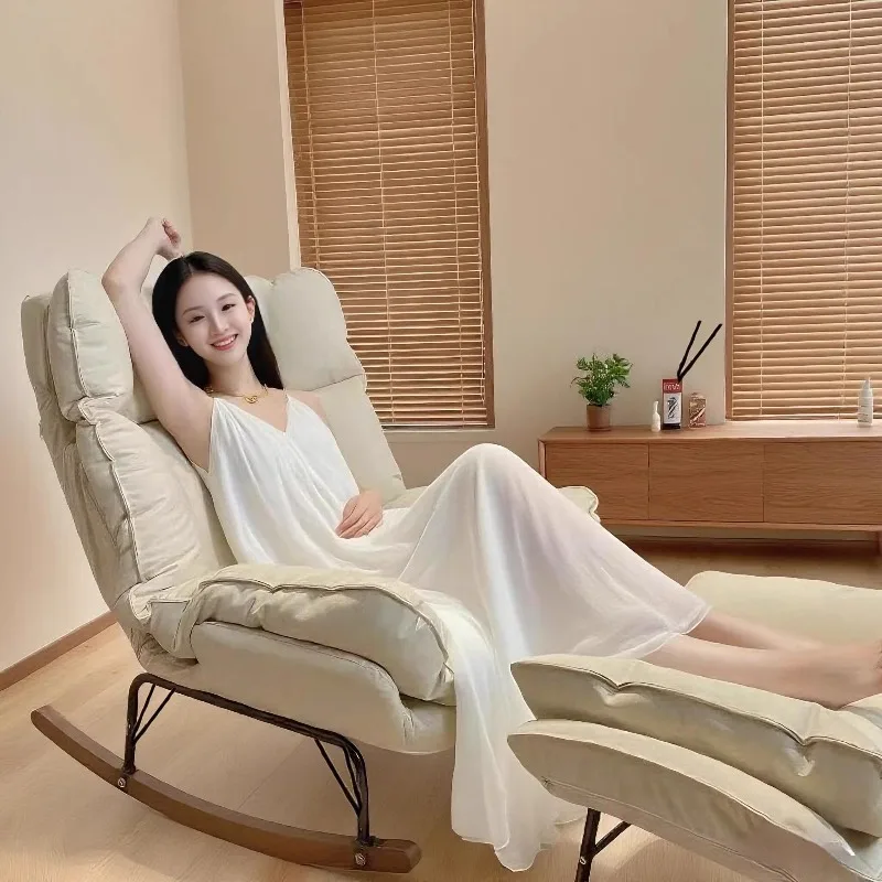 

Folding Rocking Recliner for Living Room Single Lazy Sofa Chairs for Balcony Adjustable Nap Chair Space Saving Relaxing Seat