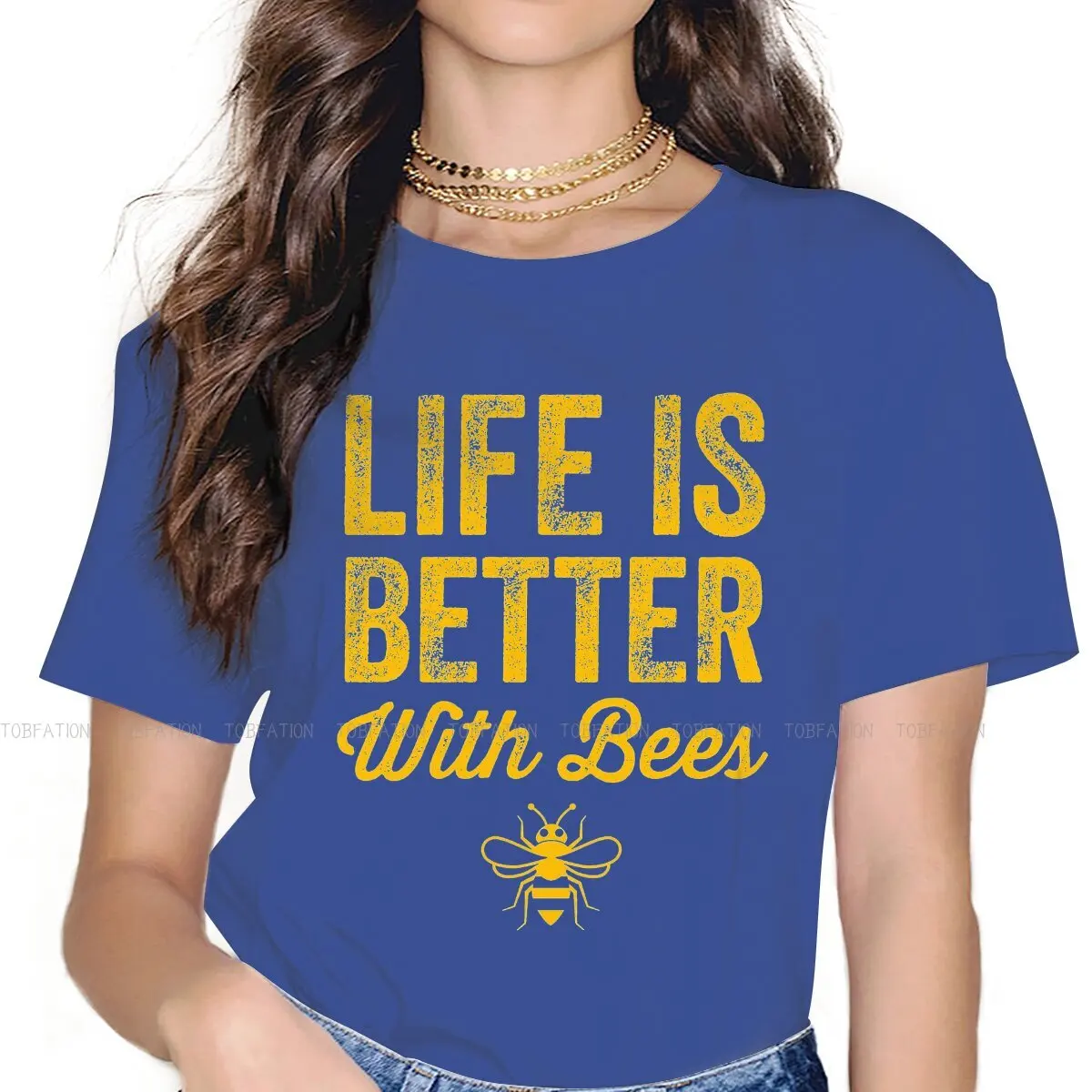 Life is Better  O Collar TShirt Beekeeping Bee Keeper Fabric Classic T Shirt Woman Clothes Individuality Fluffy