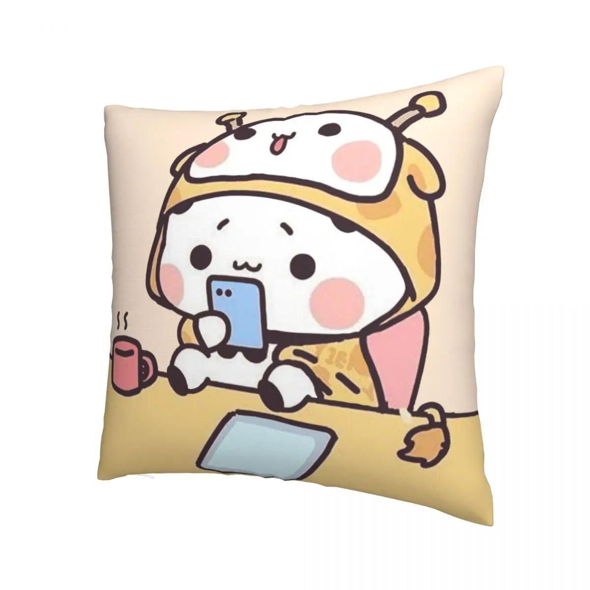 Panda And Brownie Bear Couple Pillowcase Printed Polyester Cushion Cover Decorations Mochi Cat Throw Pillow Case Cover Square