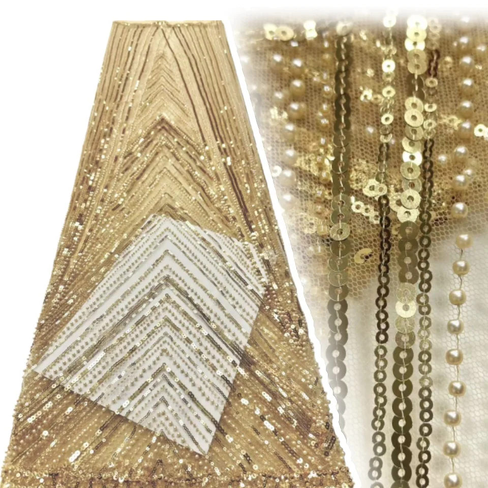 

Ручная вышивка, сетка, кружевные бусины, блестки, ткань для женщин, вечернее платье, африканский дизайн, высокое качество, новое поступление TT1206