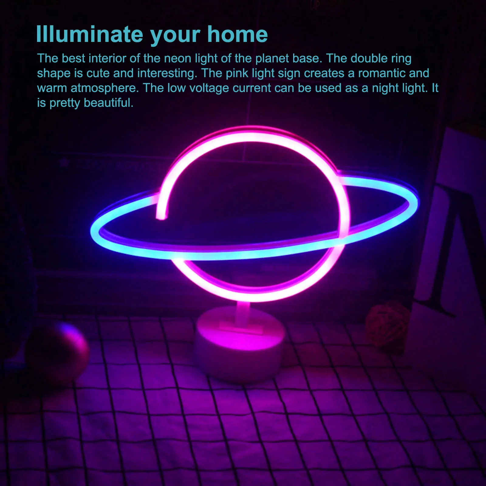 Christmas Decoration Night Lamp USB Neon Sign LED Planet Lighting With Base Romantic Bedside Table Light For Wedding Birthday