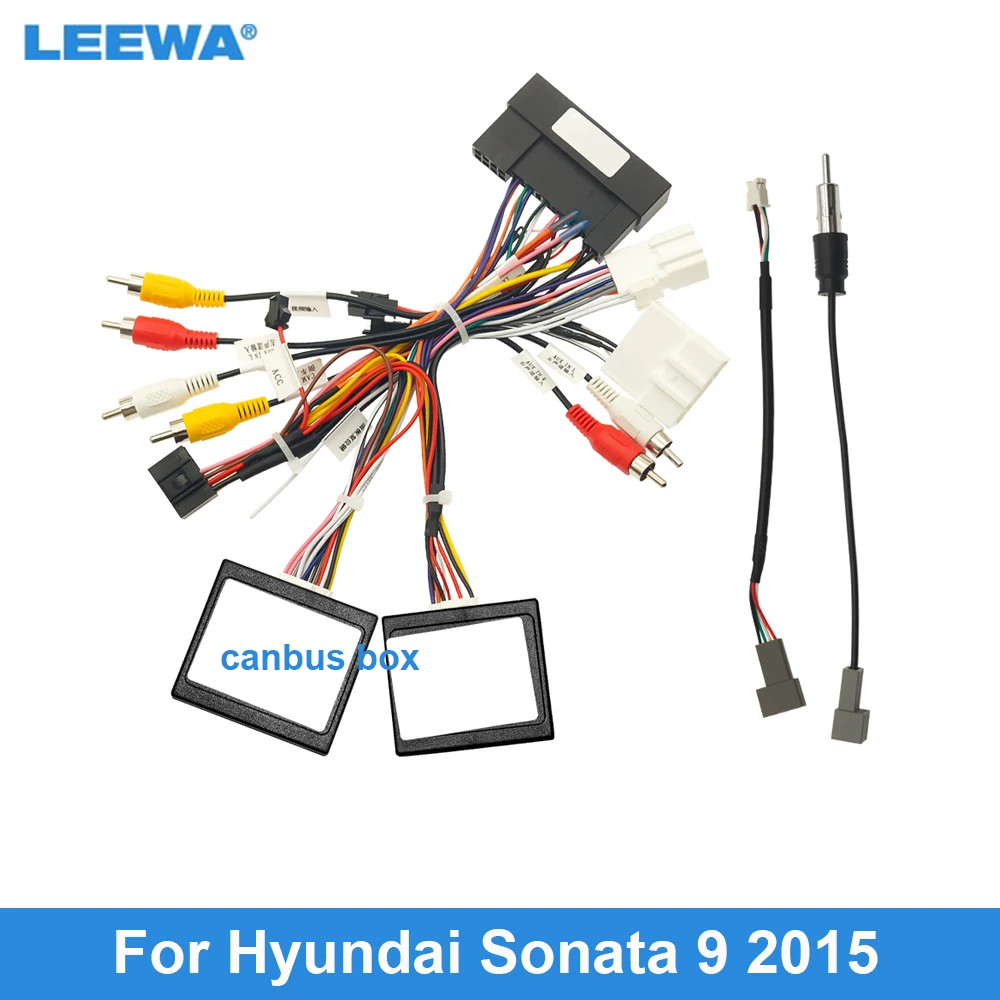 

LEEWA Car Audio 16pin Wiring Harness Wire cable For Hyundai Sonata 9 (2015) Support Amplifier Stereo Wire Adapter