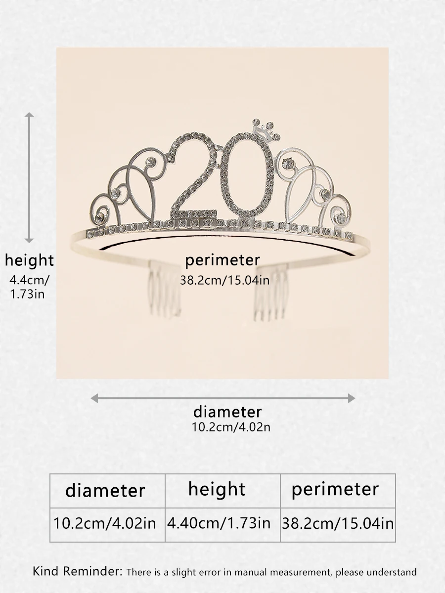A classic 20 years old birthday themed digital crown paired with ribbons suitable for birthday event accessories